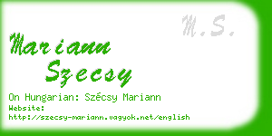 mariann szecsy business card